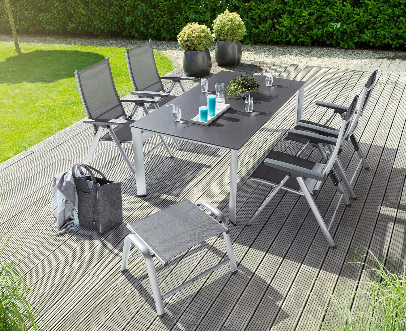 Kettler Cirrus Gartenmöbelset 6-teilig Anthrazit / Silber