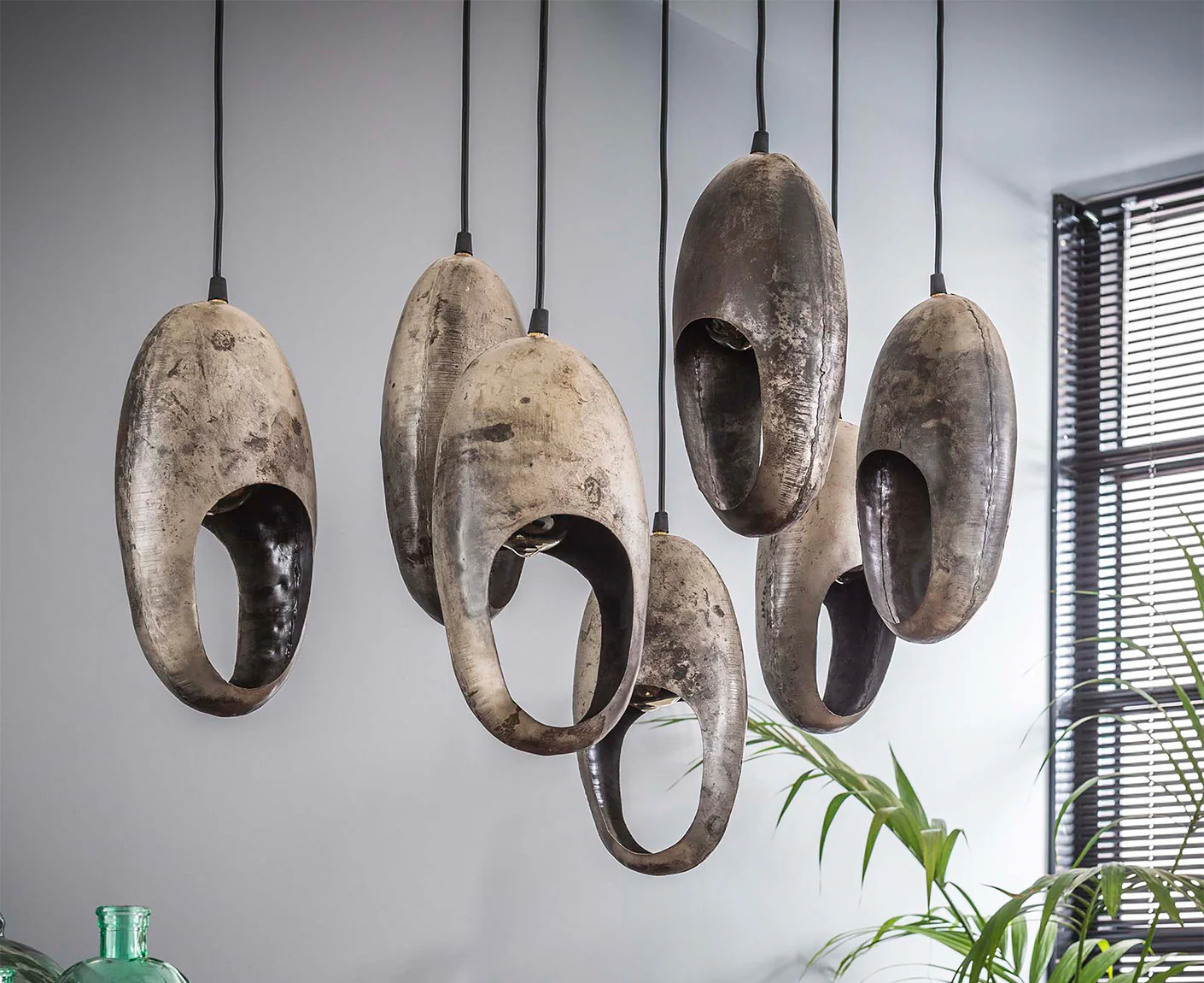 Hängelampe 7L Open Eye, Antik Silber