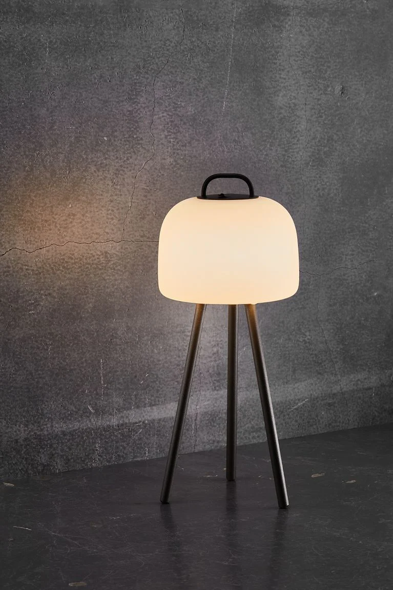 Lampenstativ Tripod für Kettle Gartenlampe Metall Schwarz