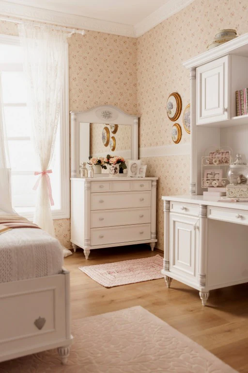 Cilek ROMANTIC Kommode mit Spiegel Anrichte Sideboard Weiß