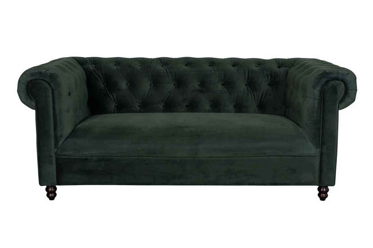 Chester Sofa mit Samtbezug Dunkelgrün